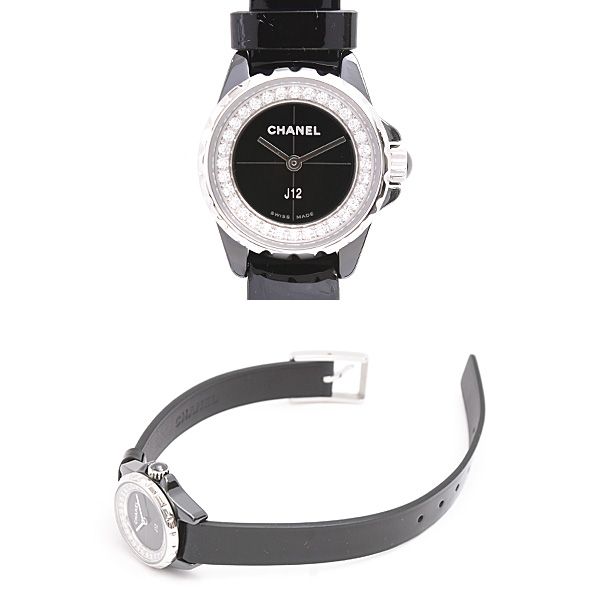 シャネル 時計 レディース J12 XS ダイヤモンド 電池式 ブラック文字盤  