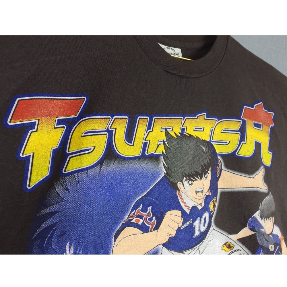 178 キャプテン翼 Tシャツ 古着 美品 チャコール Lサイズ アニメ 半袖 サッカー メンズ レディース ユニセックス captain tubasa 大空翼 キャプ翼 C翼 日向小次郎 若林源三 岬太郎 若島津健 オリー ベンジ オリーブ 漫画 稀少 レア