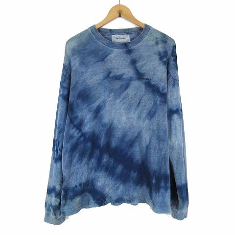 アナクロノーム anachronorm カットソー Tシャツ 長袖 タイダイ AN111 BLEACHING TIE DYE ロゴ 刺繍 L 03 インディゴブルー 紺 KK