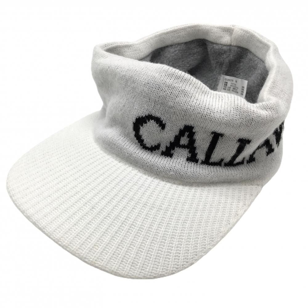 キャロウェイ ニットサンバイザー 白×黒 ロゴ アクリル FR ゴルフ