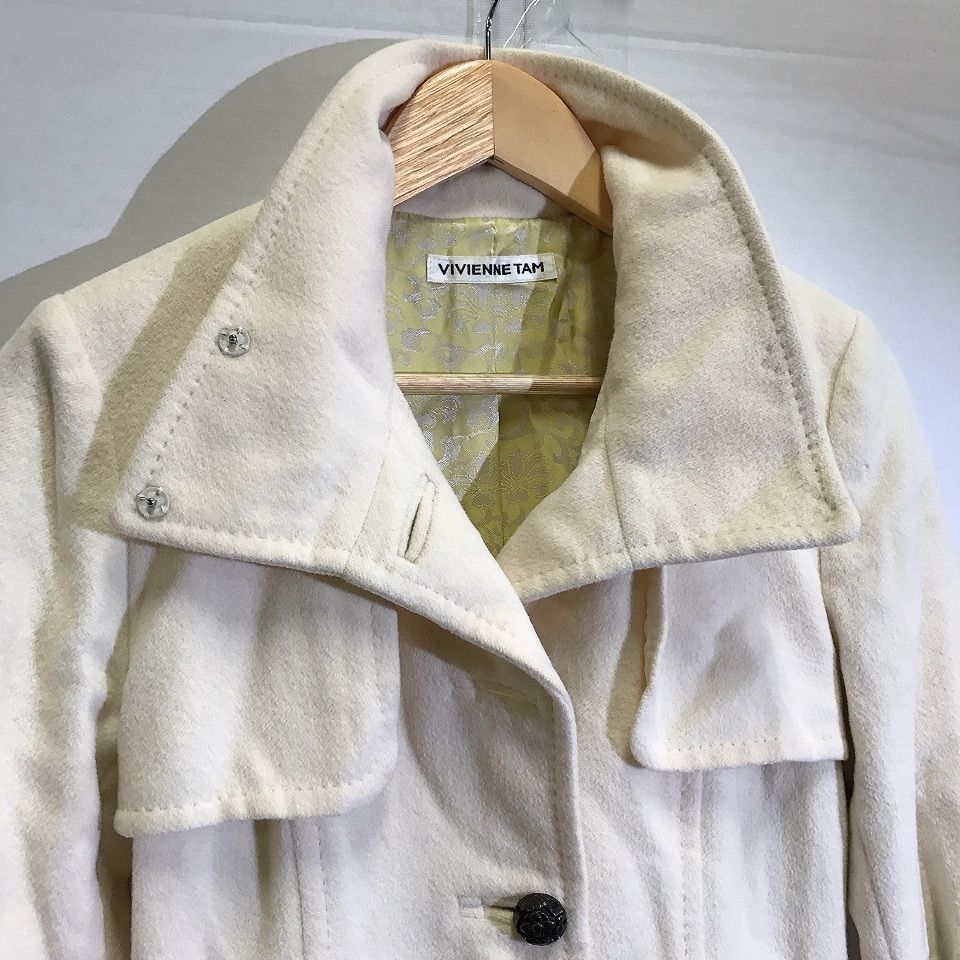 VIVIENNE TAM アンゴラ混 スタンドカラージャケット チャイナ グレー VIVIENNE TAM アンゴラ混 スタンドカラージャケット チャイナ