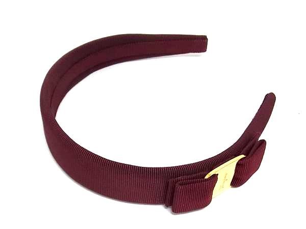 極美品✨フェラガモ ferragamo カチューシャ ヴァラリボン　ブラウン □極美品□ Salvatore Ferragamo フェラガモ ヴァラリボン キャンバス