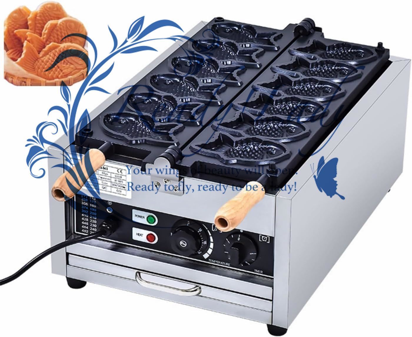 鯛焼き器 鯛焼きメーカー業務用電気たい焼き機 6個 業務用電気加熱たい焼き焙煎機 アイスクリームたい焼き焙煎機 均一加熱三種焙煎機