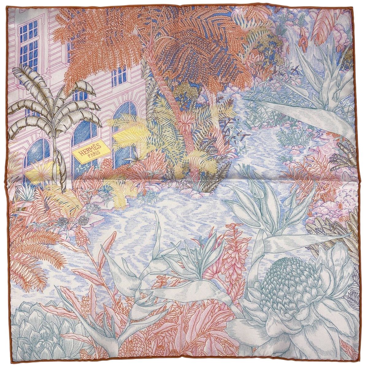 エルメス HERMES カレ 45 FAUBOURG TROPICAL ガヴロッシュ フォーブル トロピカル スカーフ シルク ピンク マルチ レディース