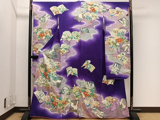 平和屋着物□豪華色留袖 尾長鳥草花文 暈し染め 正絹 逸品