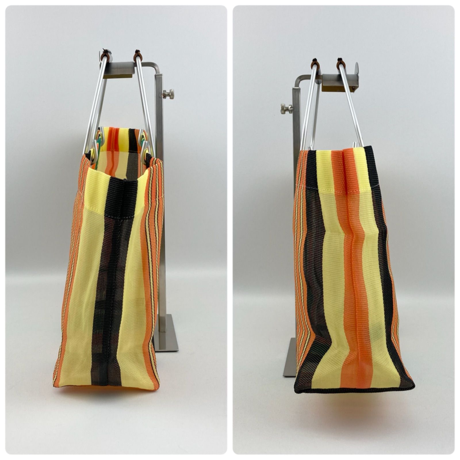 MARNI マルニ フラワー カフェ ナイロン ストライプ トートバッグ