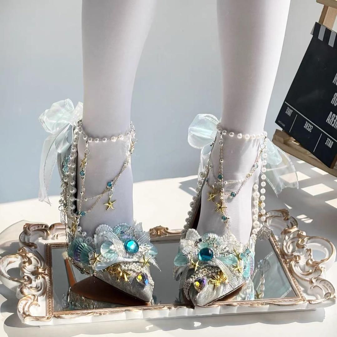 本日 おしゃれヒール ロリータ マーメイドシューズ 女子会パーティーイベントに最適 夏のバーゲン開催中！