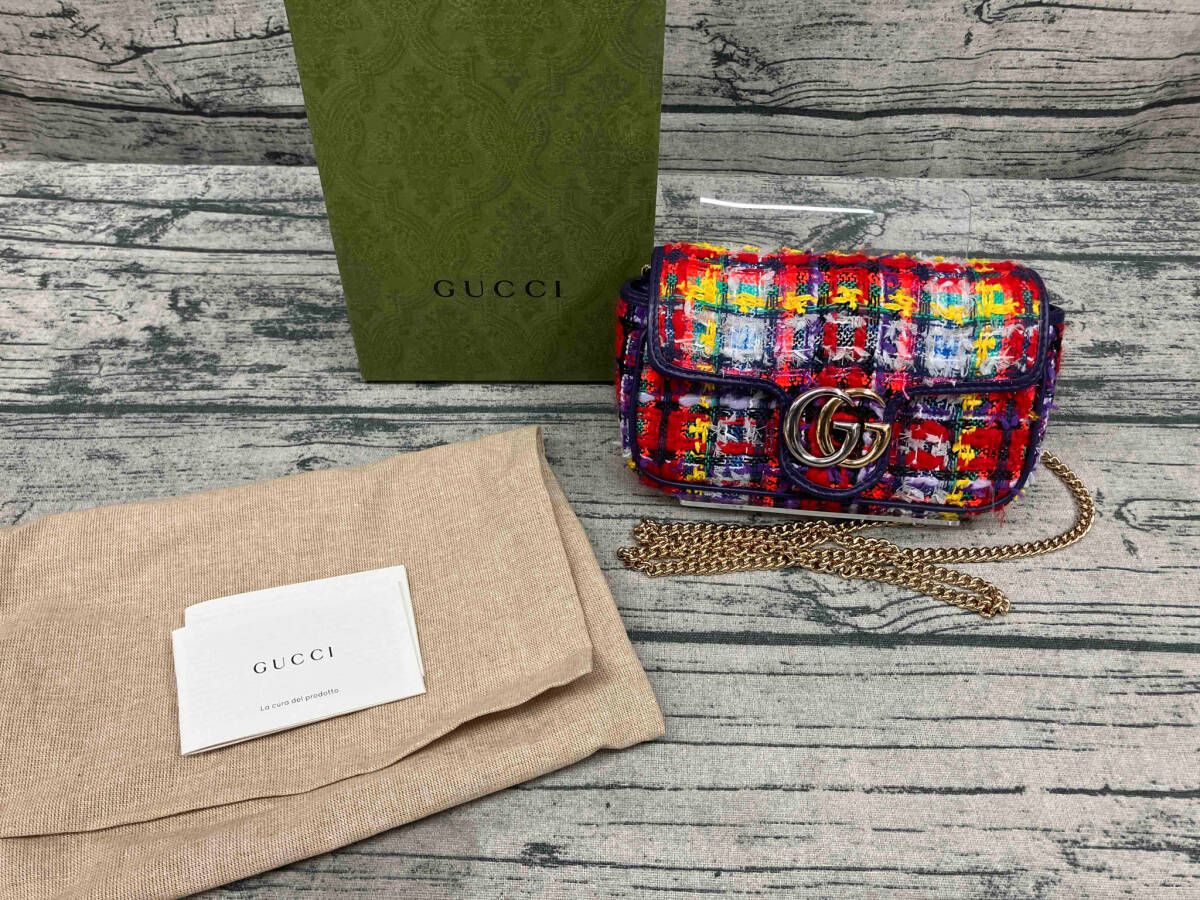VINTAGE●GUCCI●グッチ GG マーモントフラップ スーパーミニ GUCCI】〔GGマーモント〕スーパーミニバッグ