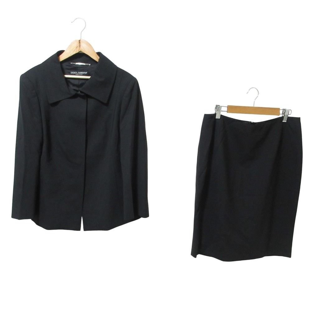 DOLCE-GABBANA ドルチェ-ガッバーナ ジャケット スカート スーツ セットアップ 44 ブラック レディース 古着