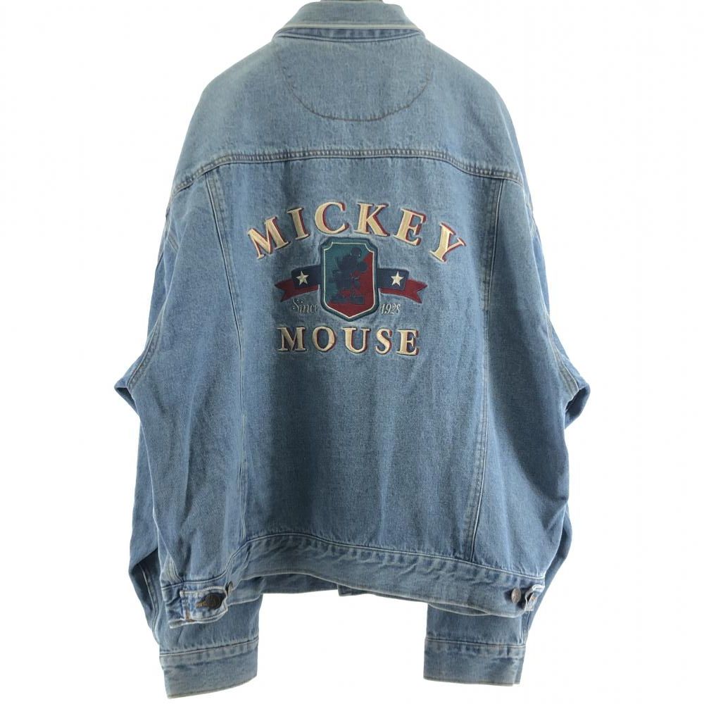 中古】90s MICKEY.INC 両面刺繍デニムジャケット サイズXL ブルー 