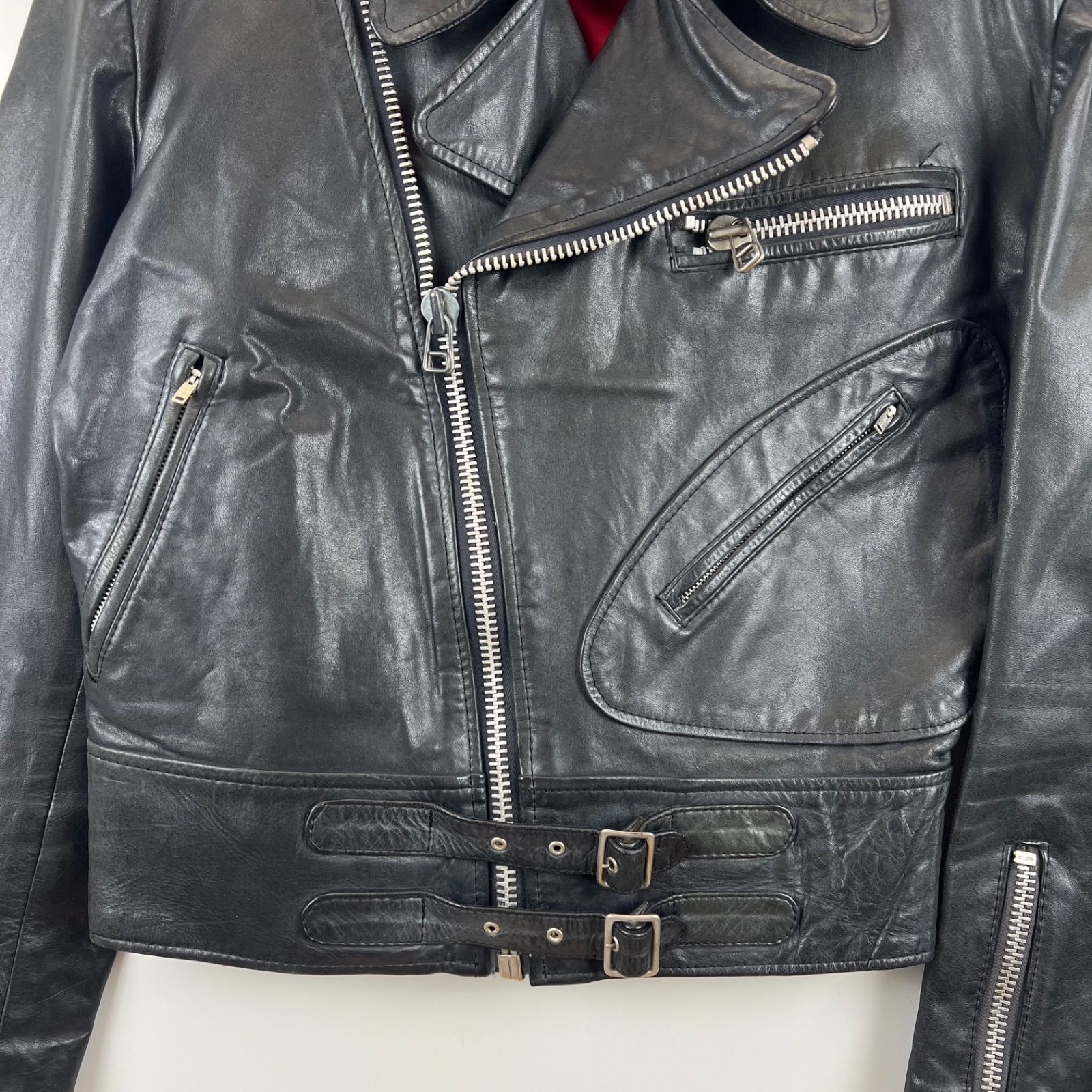 VINTAGE 80s VTG Leather double riders jacket LL XL ヴィンテージ