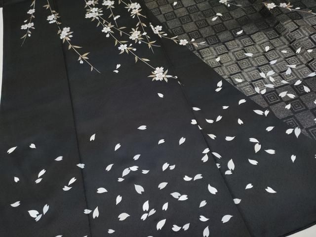平和屋本店●極上　訪問着　富士山　枝垂れ桜　暈し染め　銀通し地　逸品　CYAA4052s6 平和屋本店□極上 訪問着 枝垂れ桜文 黒地 金銀彩 逸品 CYAA3027s5