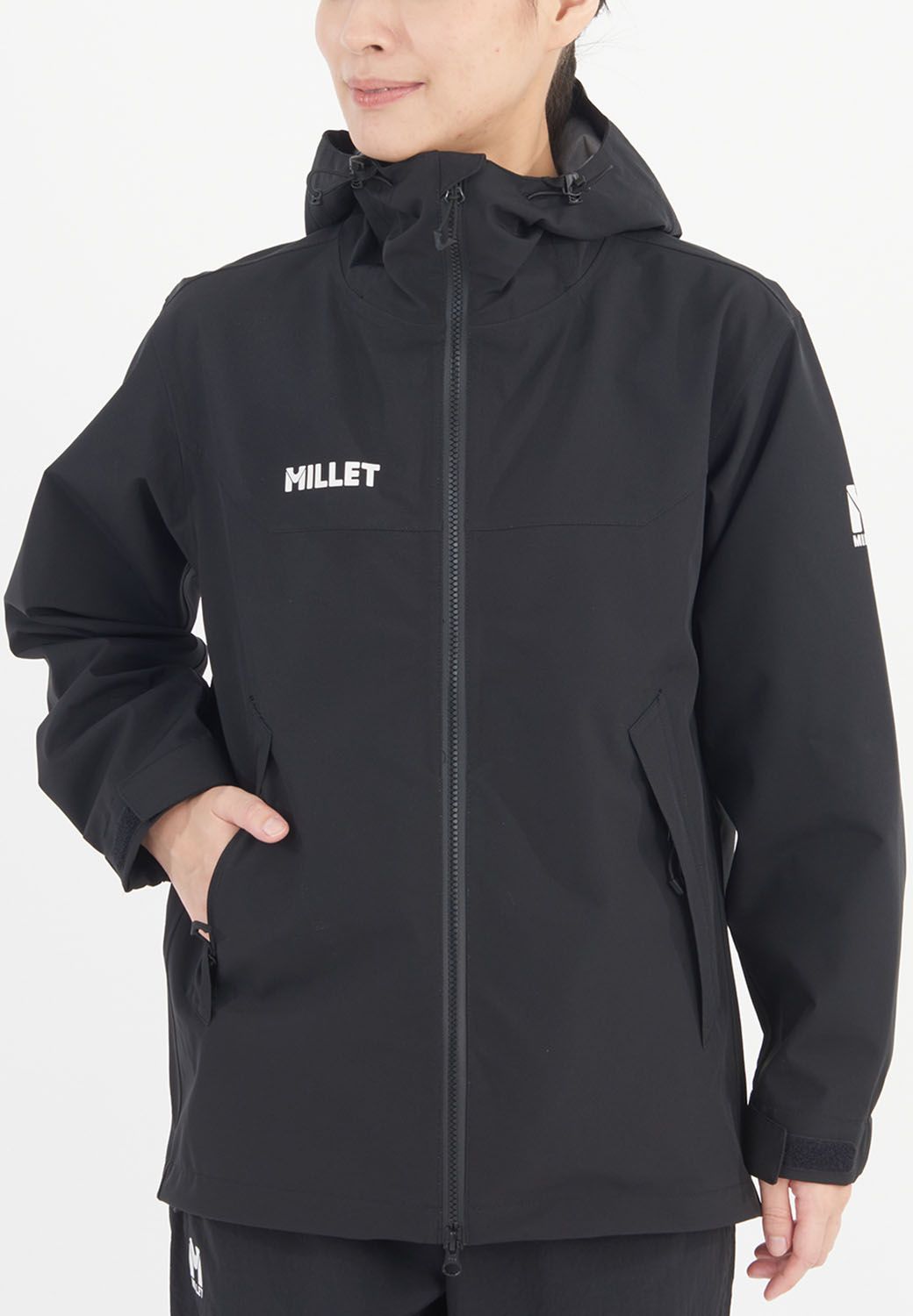 ミレー MILLET アウトドア TEMPETE JKT レインジャケット ウエア レジャー 防水透湿性 ダブルスライダー 蒸れを逃す 動きやすい 左右ハンドポケット フロントダブルジッパー N 0247 BLACK NOIR