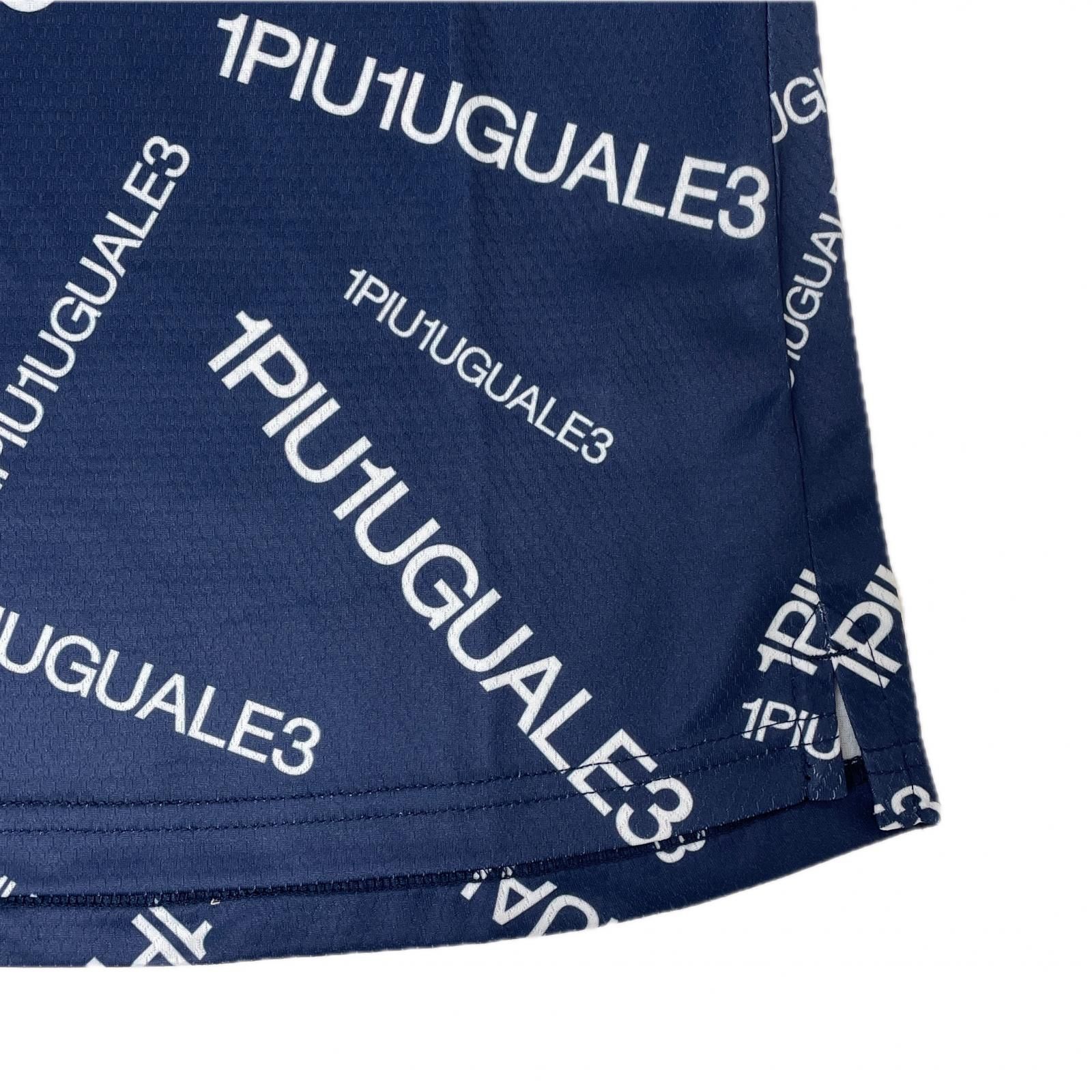 レディース ウノピュウノウグァーレトレ 1piu1uguale3 半袖ポロシャツ 2 M 紺 ネイビー ロゴ総柄 軽量 薄手 WHITEMONARCHHOTEL_COM
