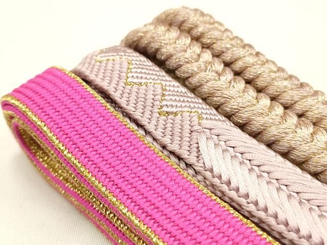 平和屋着物▽夏物 和装小物 上質な帯締め3本セット レース組 平