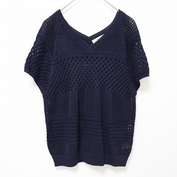 ebure エブール トップス カットソー 鍵編み ニット Vネック