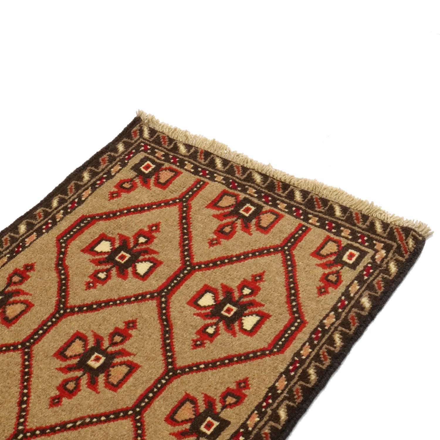 バルーチ 1960年代 1930×550mm セミアンティーク ダイヤモンドモチーフ 手織り - carpet-アンティークペルシャ絨毯 ヴィンテージラグ専門店 MARWIL-DEMENAGEMENTS_CH