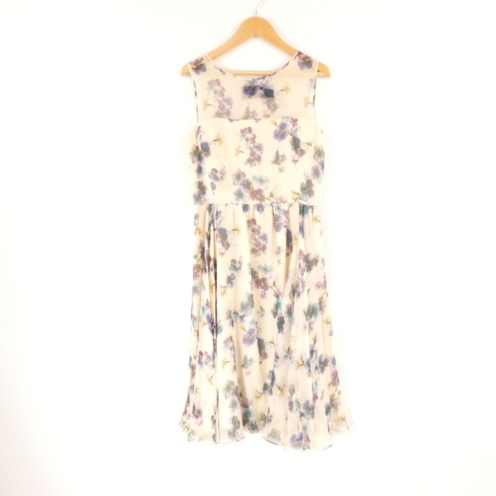 MAXMARA マックスマーラ Pianoforte ピアノフォルテ 82211561 ワンピース 38 シルク100％ ノースリーブ ミディ丈 フラワー ドレス レディース AY6890A35