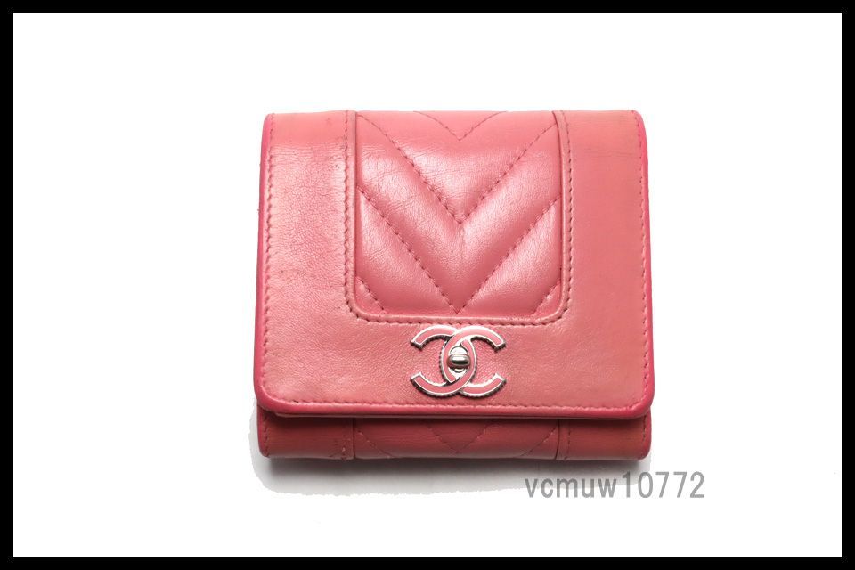 近年モデル 美 CHANEL 29番台 マドモアゼル SV金具 レザー 3つ折り財布 シャネル 0529dk43840