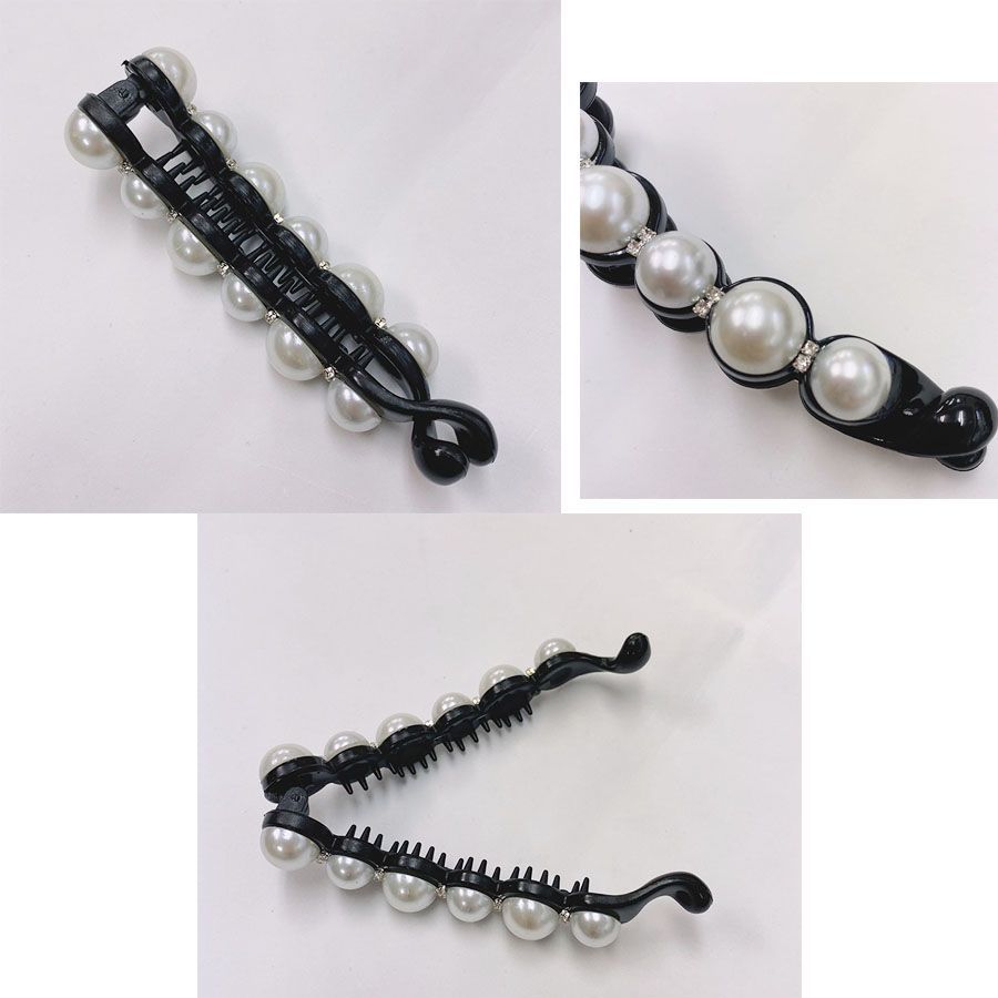 バナナクリップ パール付き ヘアクリップ YWSP003HC-OUT訳アリ品