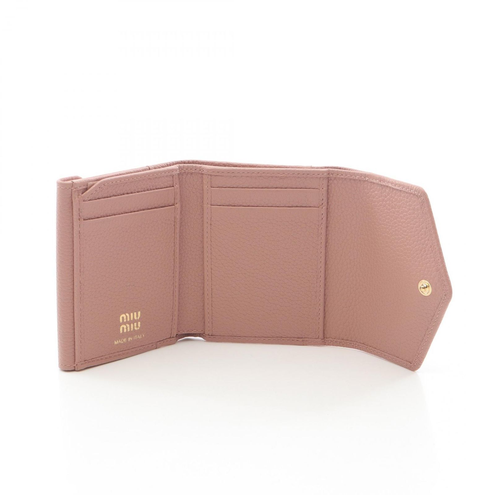 ミュウ ミュウ Miu Miu 三つ折り財布 VIT.DAINO ピンク レザー