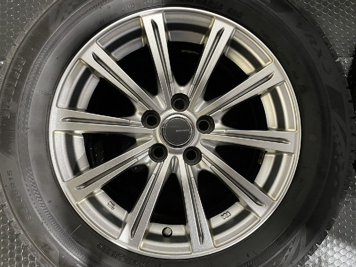 【BS BLIZZAK VRX3 195/65R15】スタッドレス【MiLLOUS 15インチ 6.5J5HPCD100+40】トヨタ純正ナット必須 21年製 50プリウス等　(MTF753)