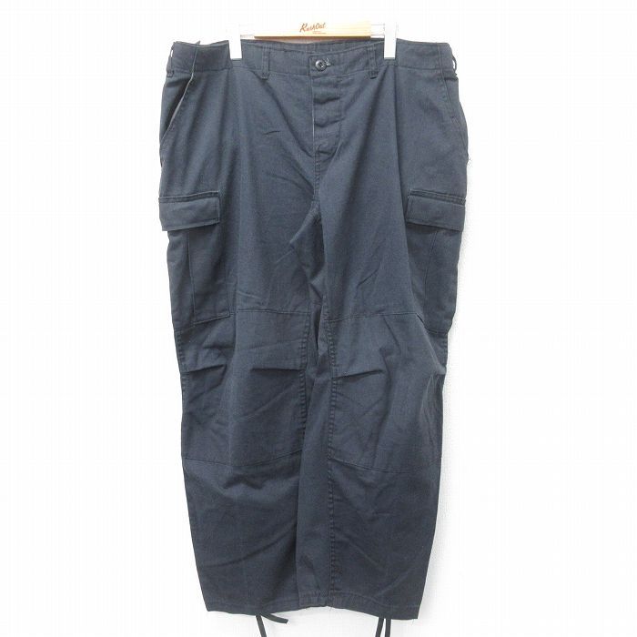 W42/古着 ミリタリー カーゴ パンツ メンズ 90s 大きいサイズ 黒 ブラック spe 24jul09 中古 ボトムス ロング