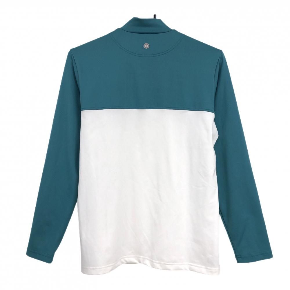 充実感 超 ブリーフィング 長袖ハイネックシャツ 白×ブルーグリーン バイ レディース M ゴルフウェア BRIEFING