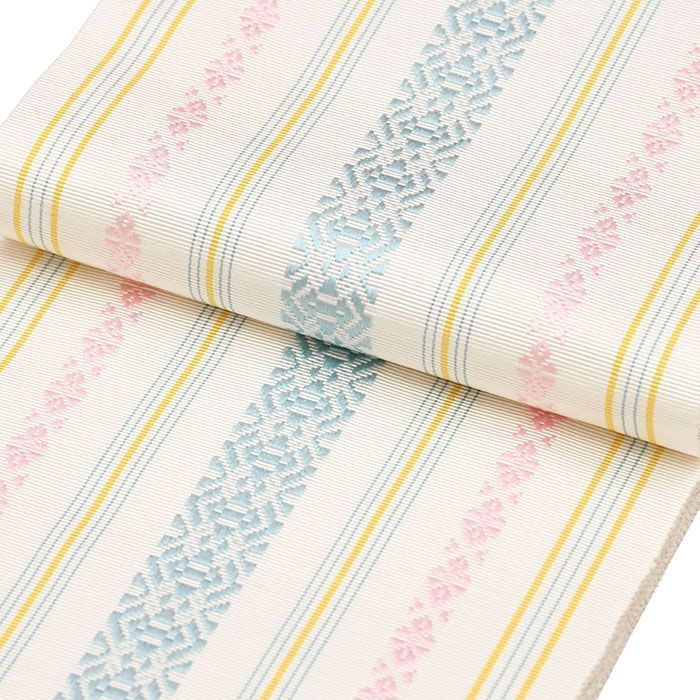 新品 博多織 半巾帯 単衣 通年 金印 日本製 絹100％ 献上柄