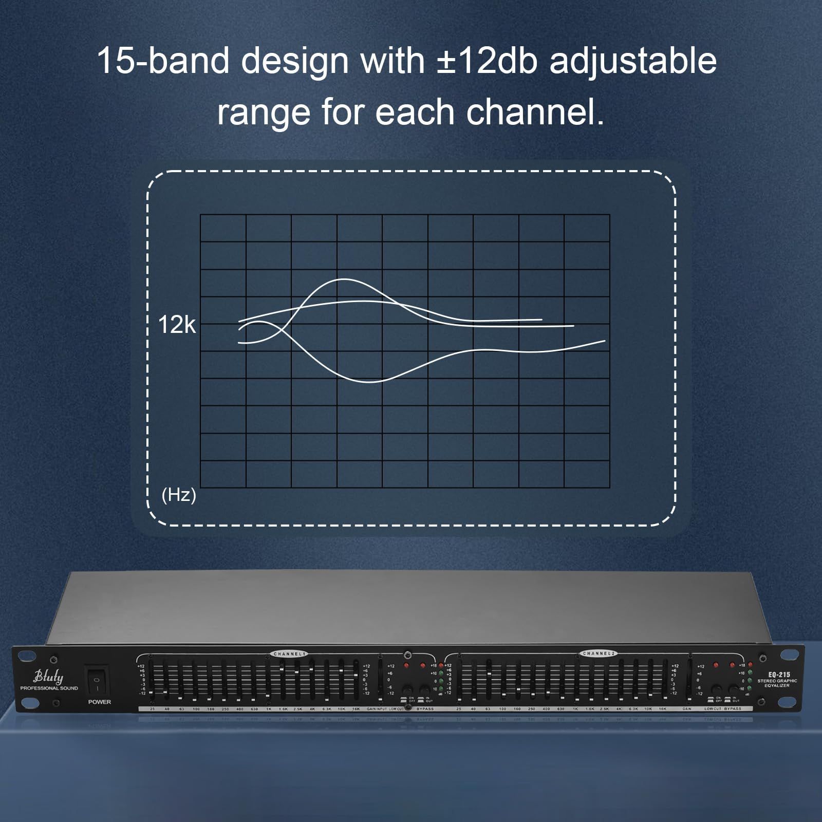 【特価商品】(黒) EQ-215 ラックマウント 1U 15バンドイコライザー デュアルチャンネル Btuty