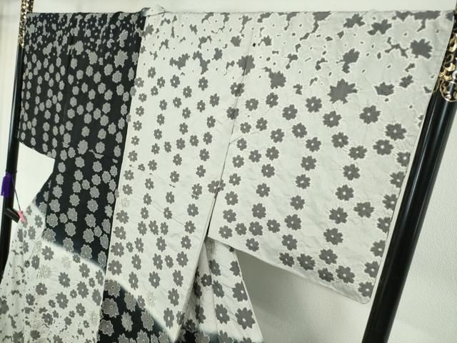 平和屋本店□極上 訪問着 紬地 刺し子 刺繍 絞り 名物裂 黒地 逸品 未 
