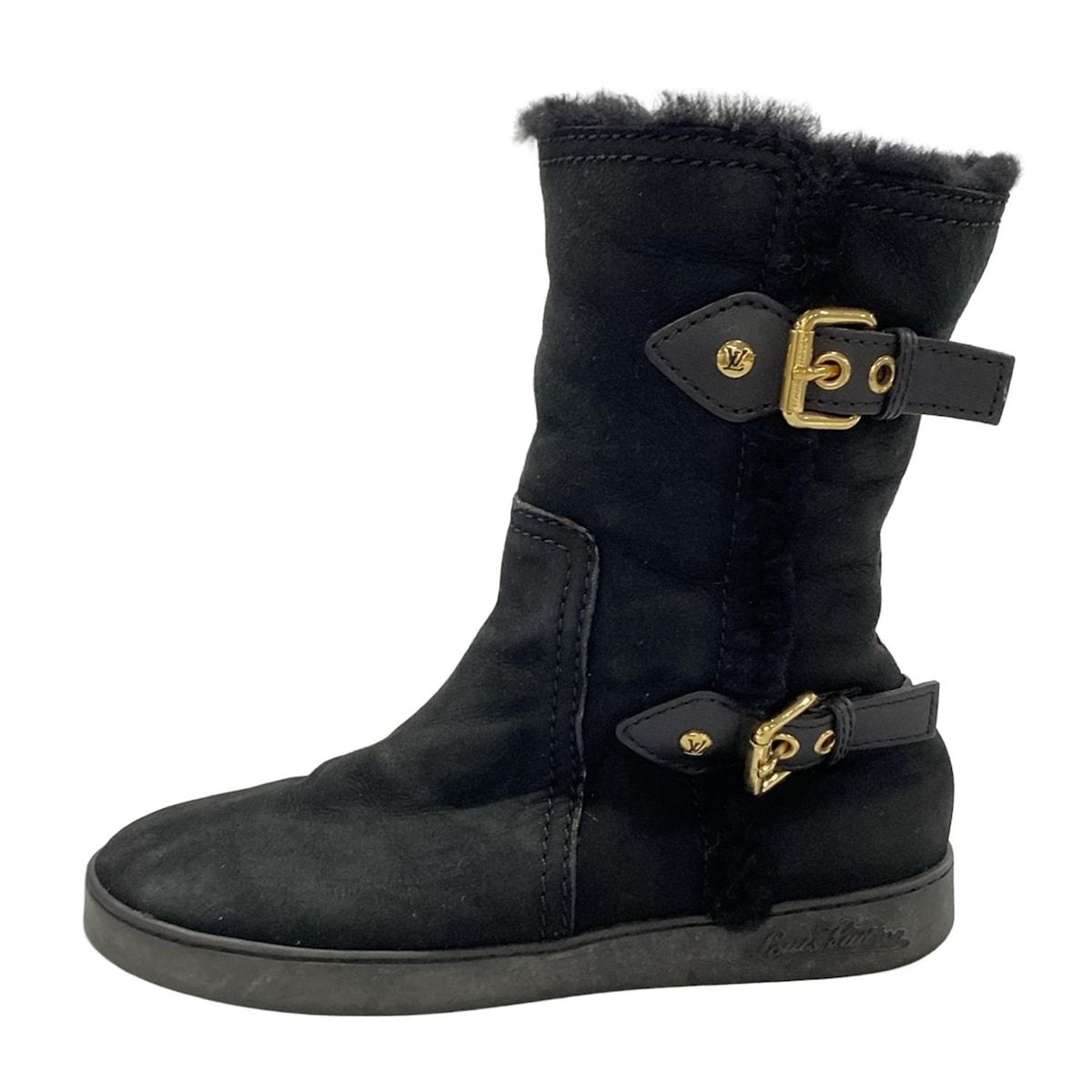LOUIS VUITTON ルイヴィトン ショートブーツ M36 1|2 レディース 黒 ムートン