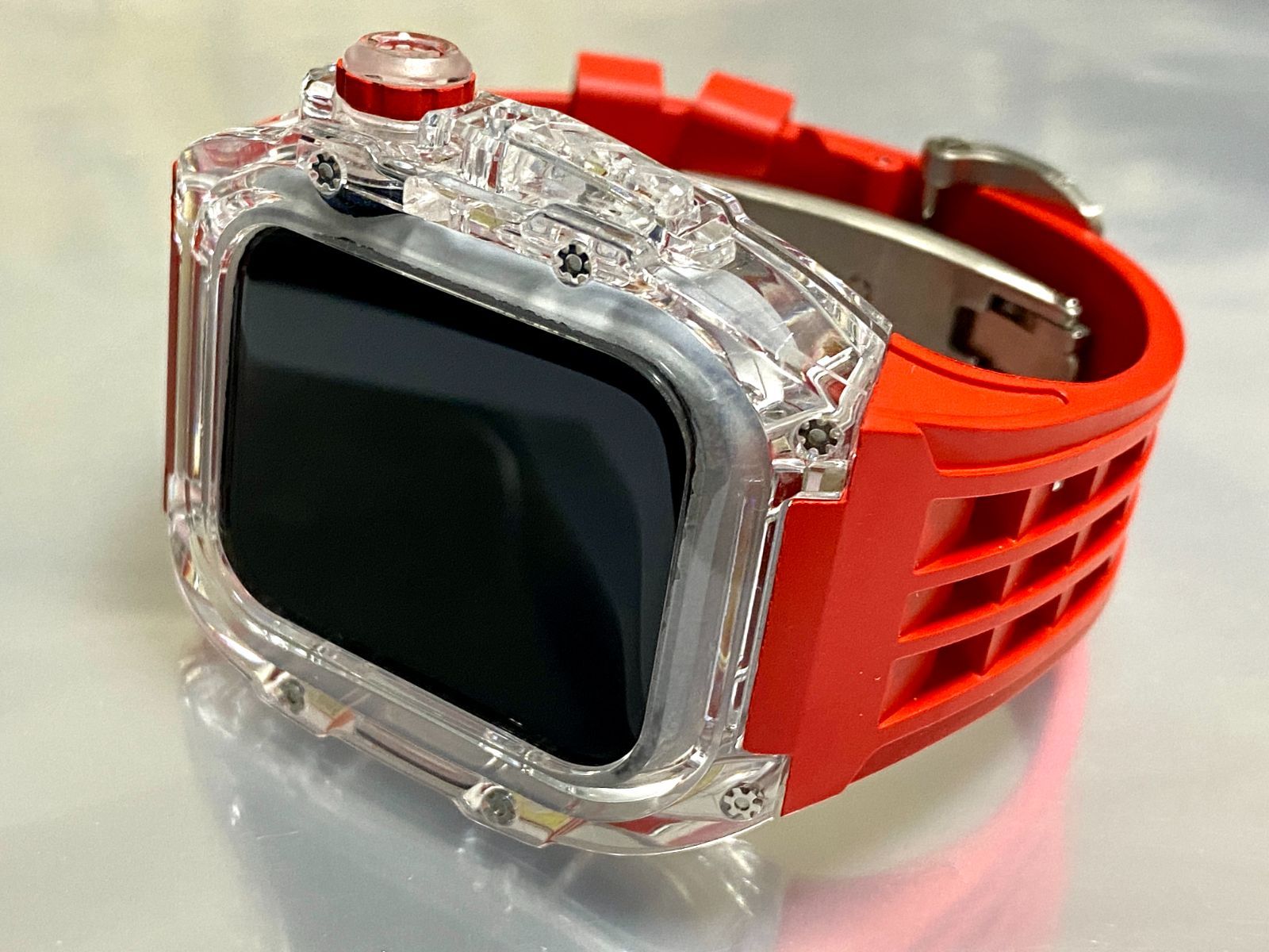 レッド☆アップルウォッチバンド ラバーベルト カバー Apple Watch