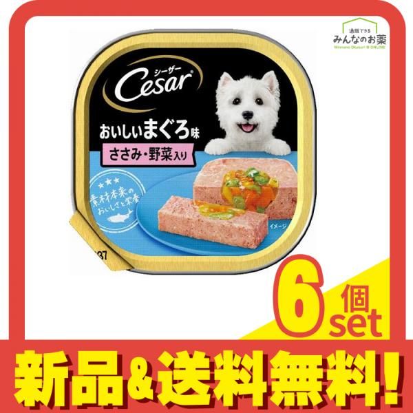 シーザー トレイ おいしいまぐろ味 ささみ 野菜入り ふわふわローフタイプ 100g 6個セット