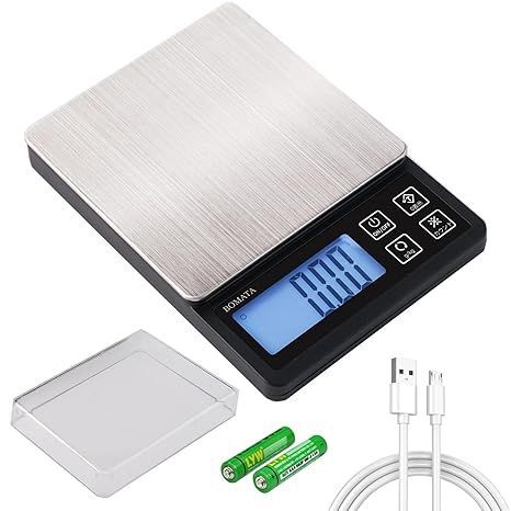 【在庫処分】BOMATA(ボマタ) はかり デジタル キッチン 0.01g単位 最大計量600g USB充電可能 コンパクト 風袋引き 計数機能 ステンレス鋼 計量器 スケール 測り 【料理 お菓子 宝石 粉】B604C 黒…