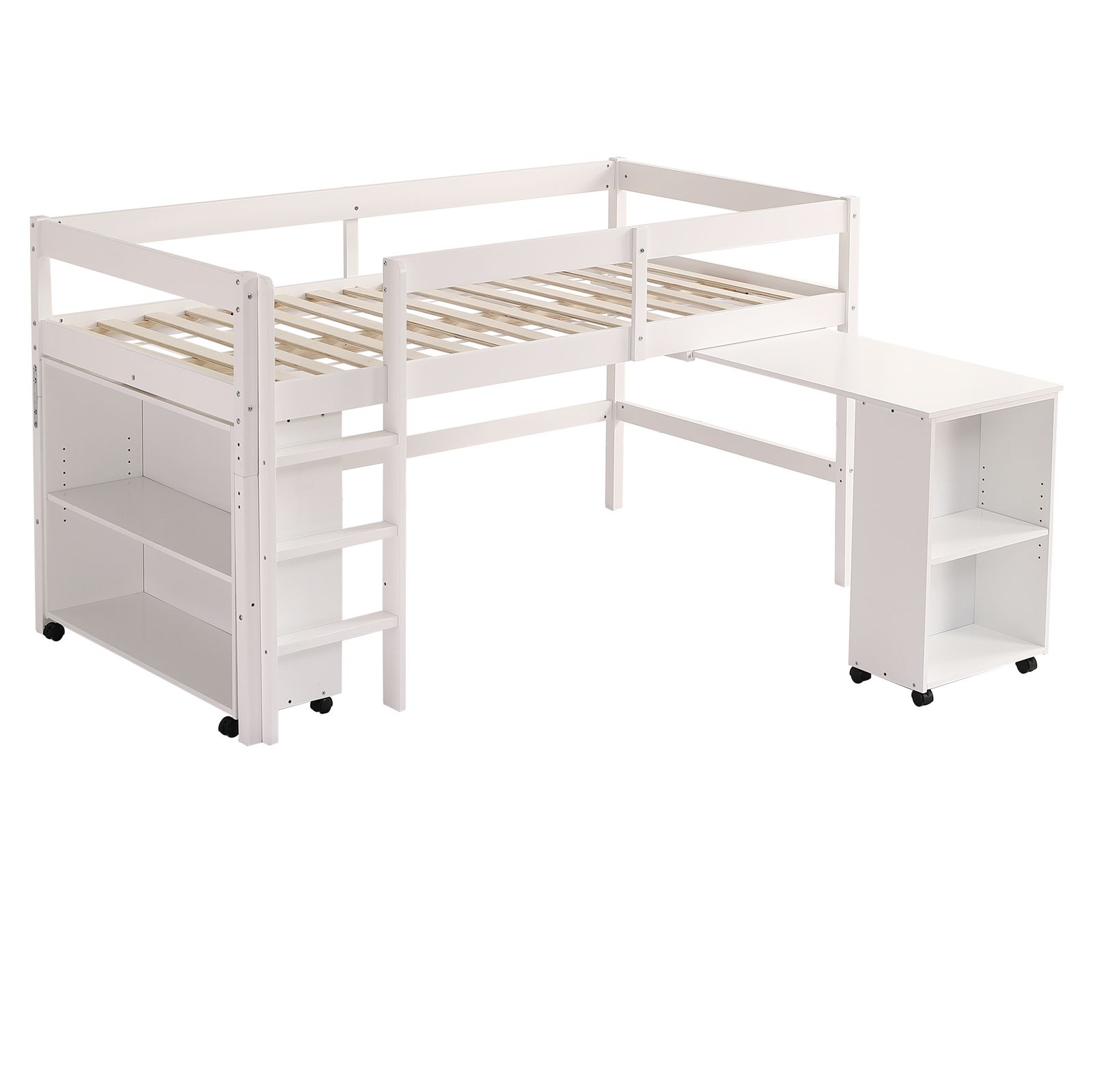 14 割 システムベッド ロフトベッド 木製 シングル ベッド ロータイプ ベッド デスク 本棚 机付き 学習机 コンパクト 本棚付き 木製ベッド 天然木 収納 子供 大人 一人暮らし コンパクト ミドルベッド 分離 分割 分割式