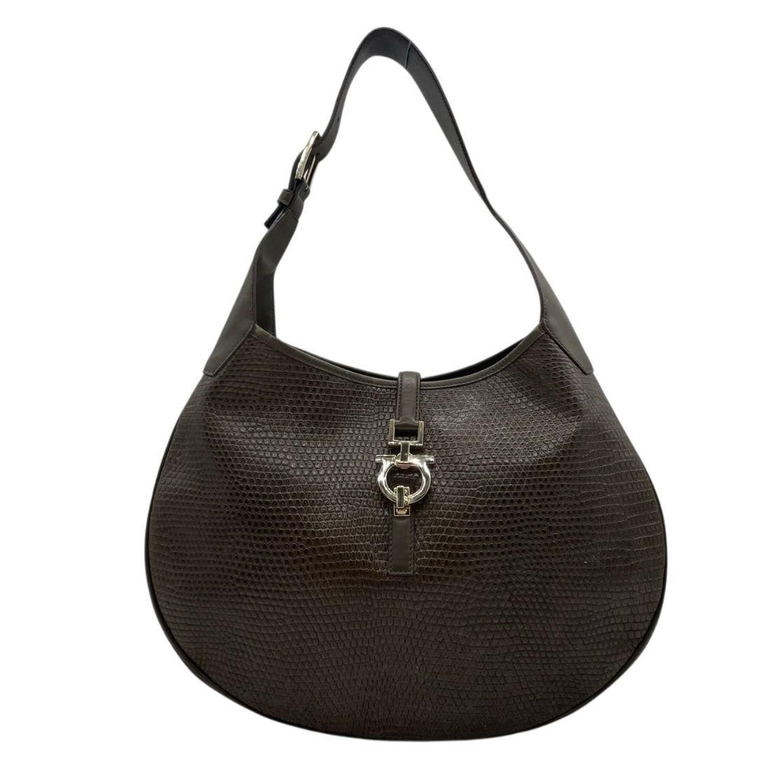 美品 フェラガモ トートバッグ レザー A4収納可 肩掛け 焦茶色