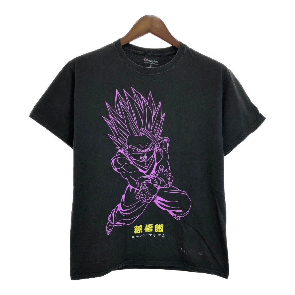 Champion チャンピオン AUTHENTIC ドラゴンボールZ 孫悟飯 Ｔシャツ アニメ キャラクター ブラック メンズ M 古着 U1653