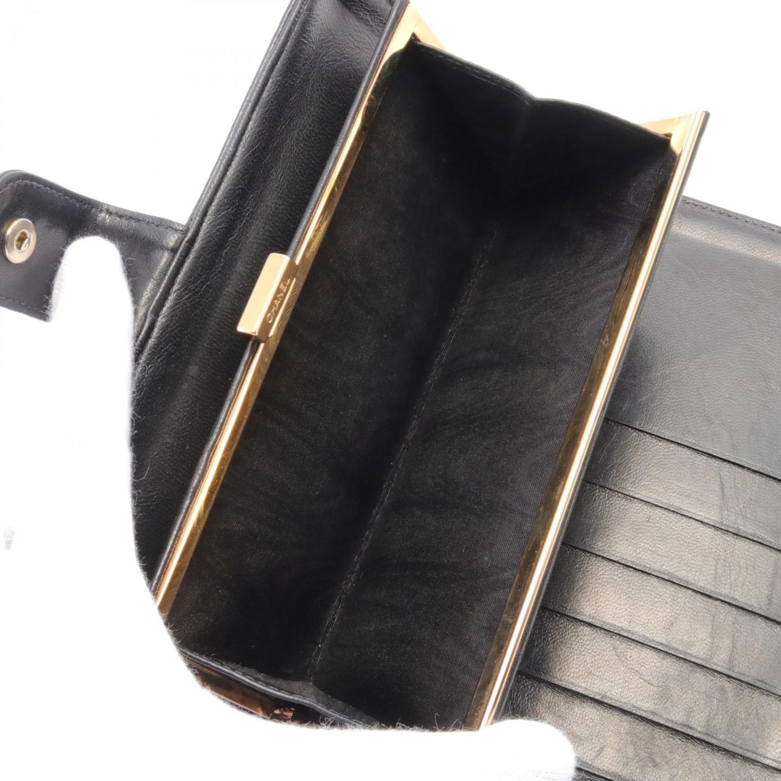 シャネル CHANEL 二つ折り長財布 ココマーク A13498 ブラック キャビア 