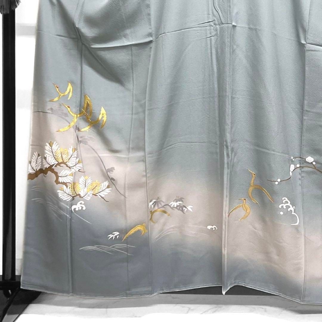 未着用 色留袖 鶴 亀 松竹梅 金駒刺繍 金彩 着物 014a d - メルカリ