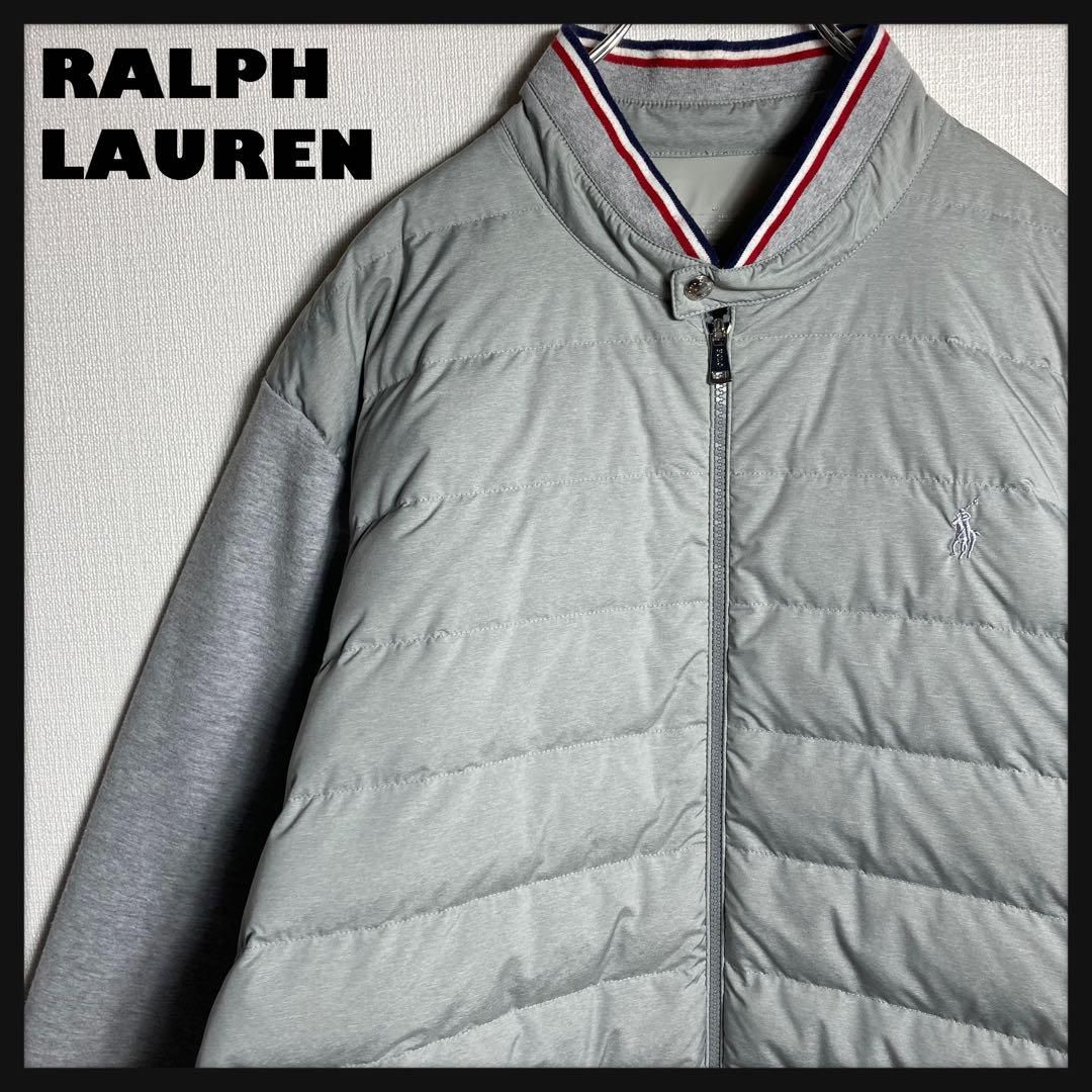 美品】ラルフローレン 切り替え ダウンジャケット 刺繍ロゴ 2XL 希少  