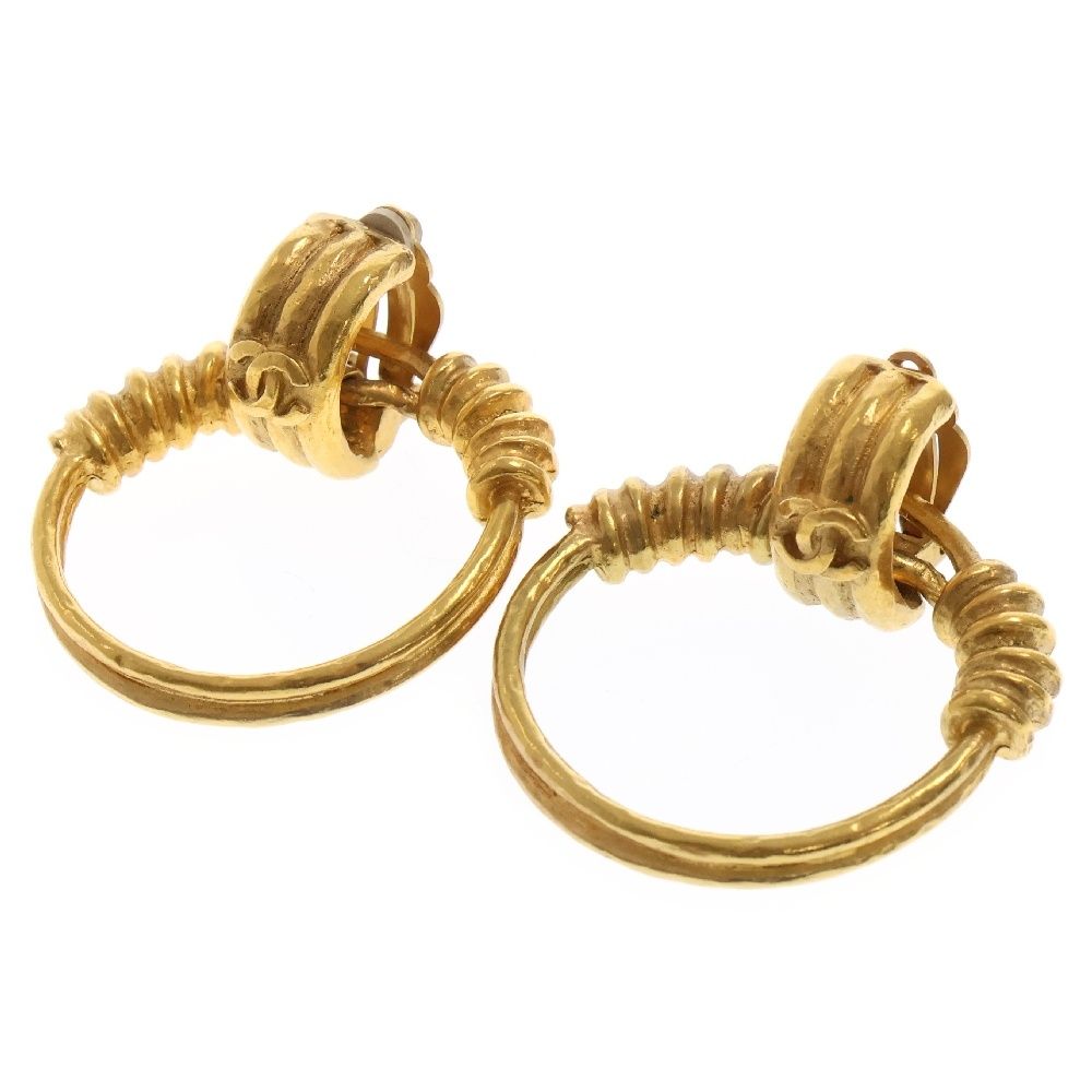 CHANEL (シャネル) ココマーク フープイヤリング GP ゴールド 04P  