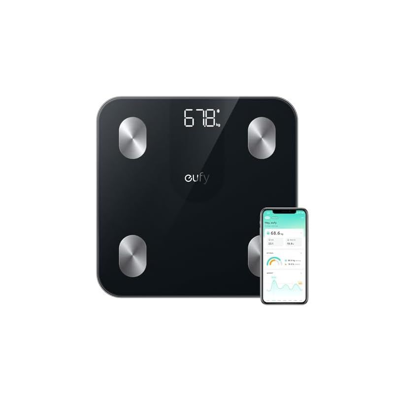 Anker Eufy (ユーフィ) Smart Scale A1（体重体組成計）【アプリ対応/Fitbit連携/体脂肪率/BMI/基礎代謝量/水分量/体脂肪量/骨量/内臓脂肪/コンパクトサイズ】ブラック 1