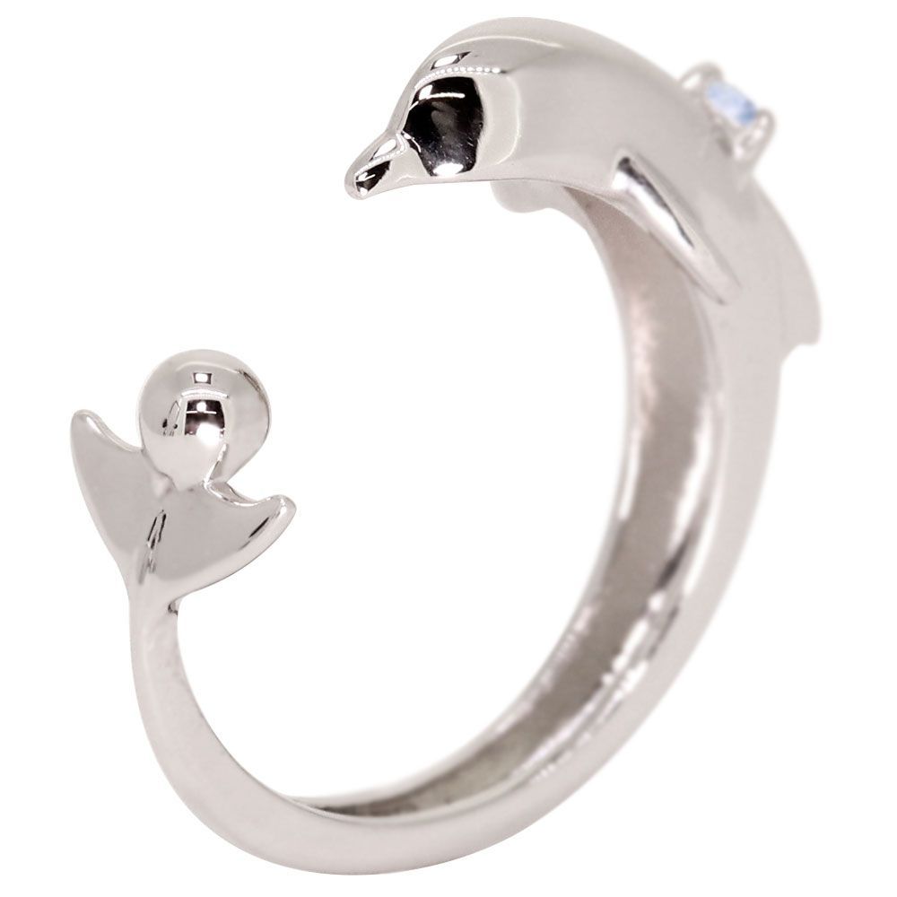 イヤーカフ イルカ イルカモチーフ 片耳用 レディース アクアマリンサンタマリア シルバー ドルフィン【受注生産の為8～10営業日程度で発送】