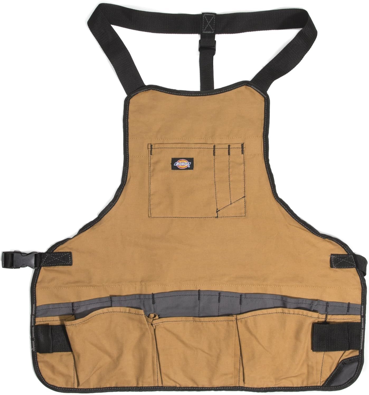 Dickies 16ポケット ワークショップ ビブエプロン 丈夫なキャンバス構造 強化エッジ 調節 なベルト グレー|タン