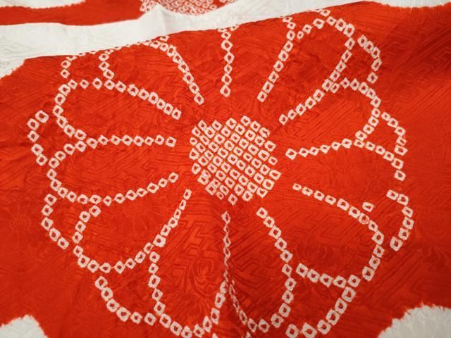 平和屋着物○豪華振袖・長襦袢セット 総絞り 雲取り舞花文 黒地 正絹  