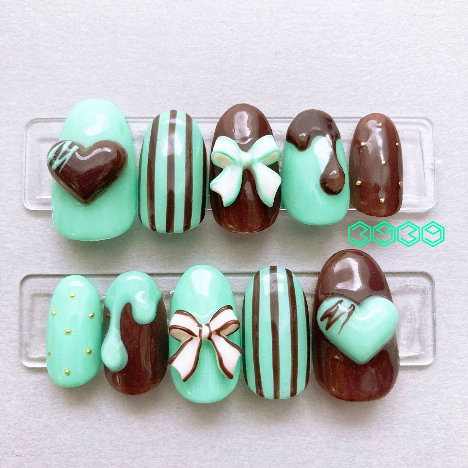 ネイルチップ チョコミント バレンタイン - メルカリ 