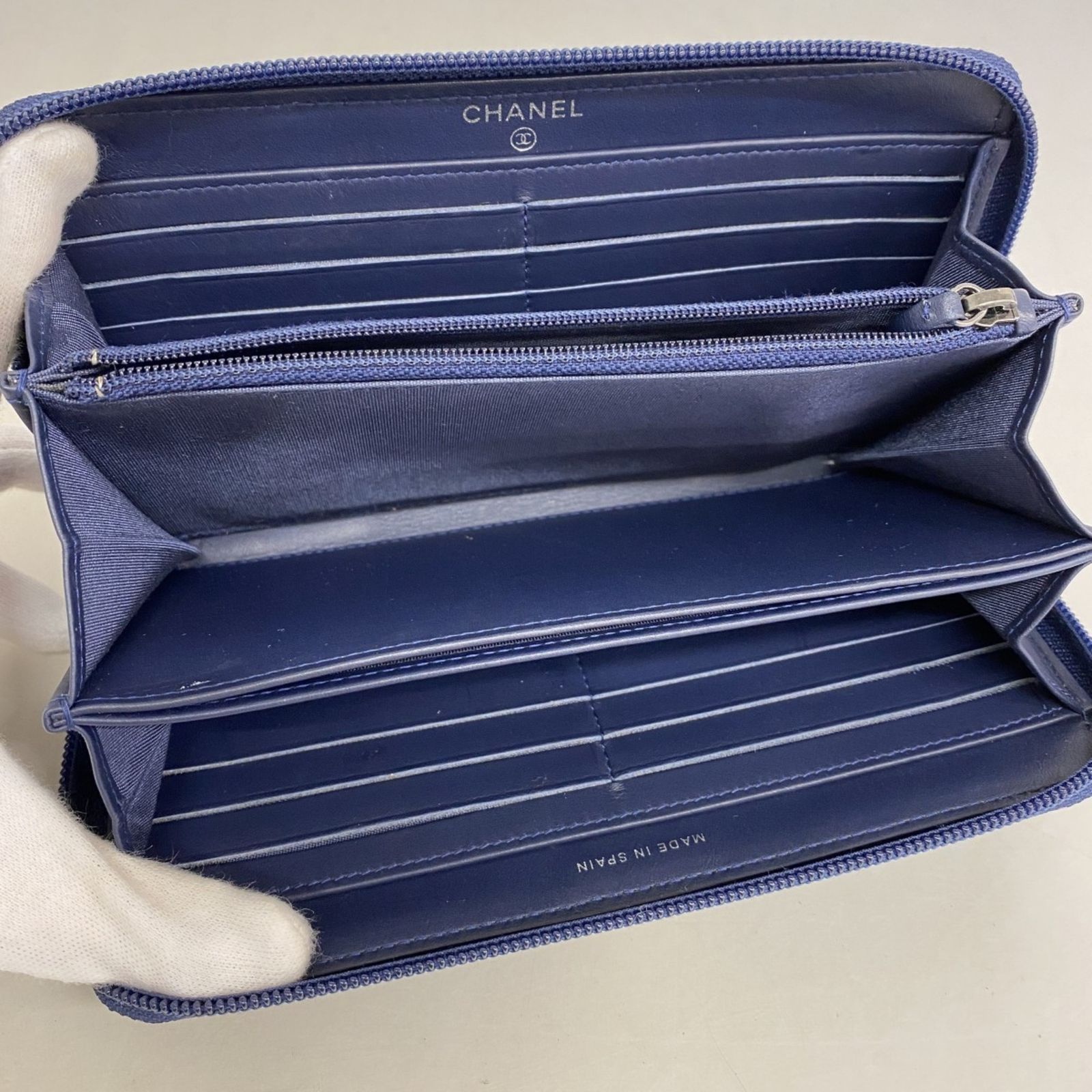 CHANEL　シャネル　ボーイシャネル　ラムスキン　ネイビー　長財布 シャネル(Chanel) シャネル 長財布 ボーイシャネル ラムスキン
