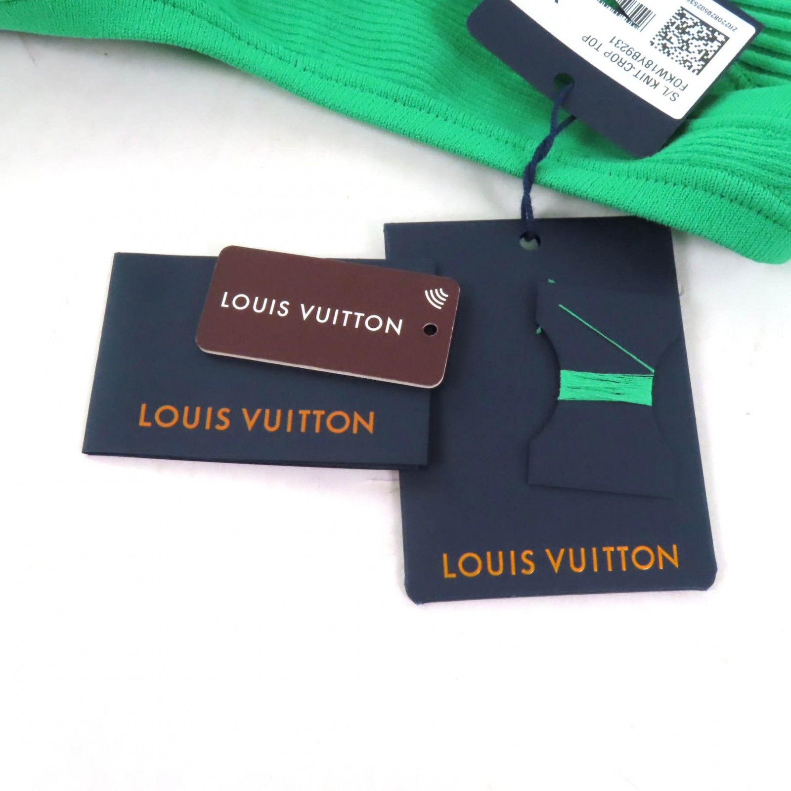 未使用品★LOUIS VUITTON ルイヴィトン 23AW 1AB8CS チェーン装飾 クロップド丈 リブ タンクトップ グリーン XS 伊製 正規品 レディース LOUIS VUITTON - 未使用品☆LOUIS VUITTON ルイヴィトン 23AW