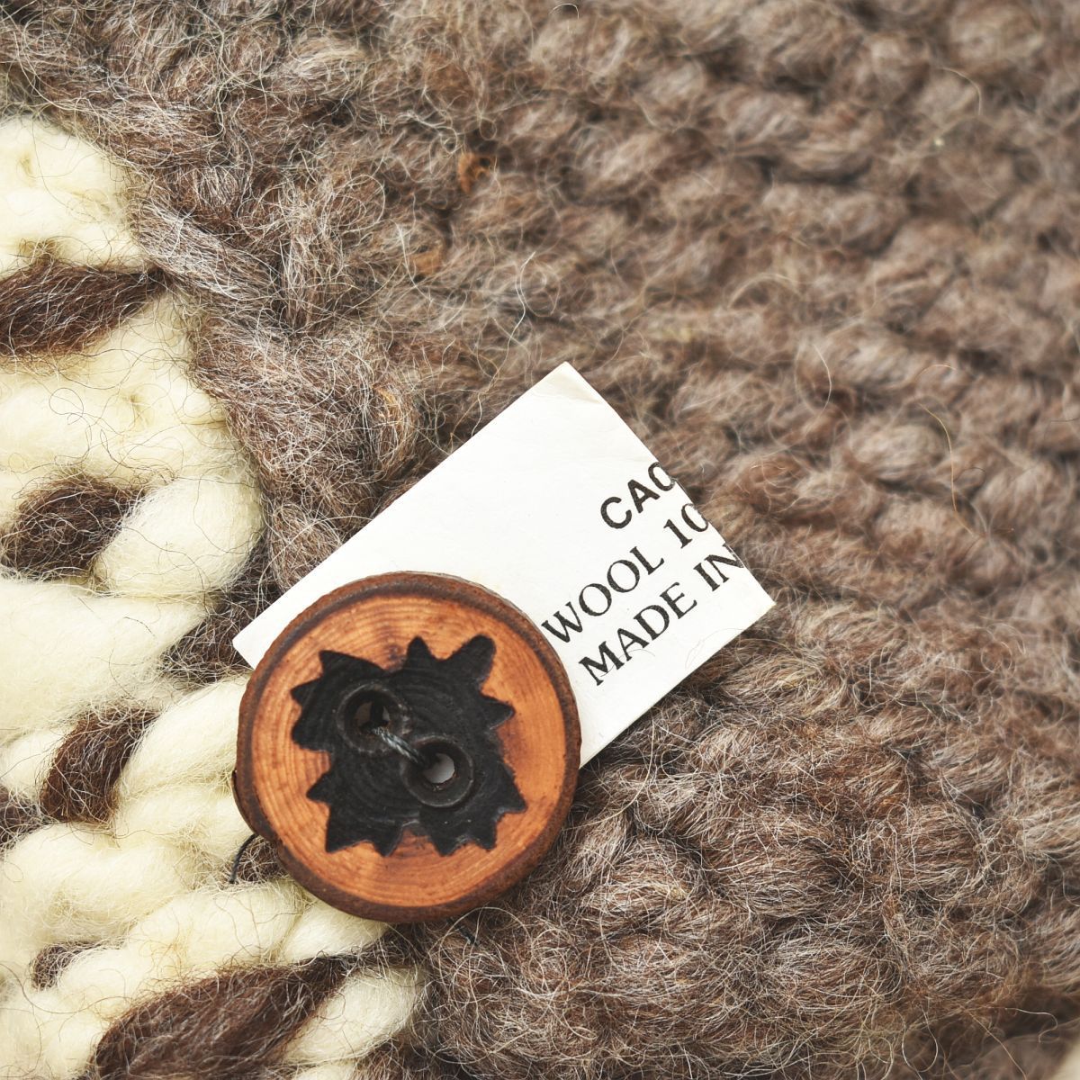 ANACHRONORM◆ショールカラー/カウチン/カーディガン(厚手)/0/ウール/IVO アナクロノーム ショールカラーカウチンニットカーディガン ウール 黒